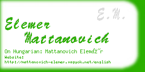 elemer mattanovich business card